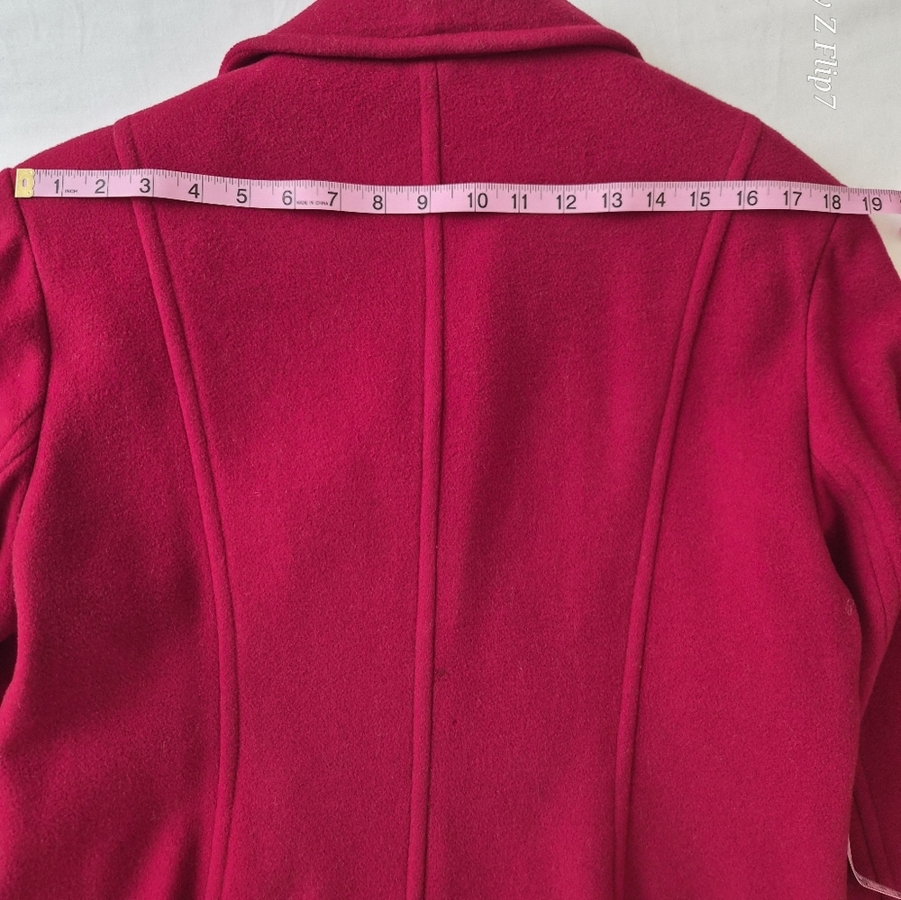 St. John’s Bay Fuchsia Pink Wool-Blend Pea Coat - Women's Large - Picture 4 of 11